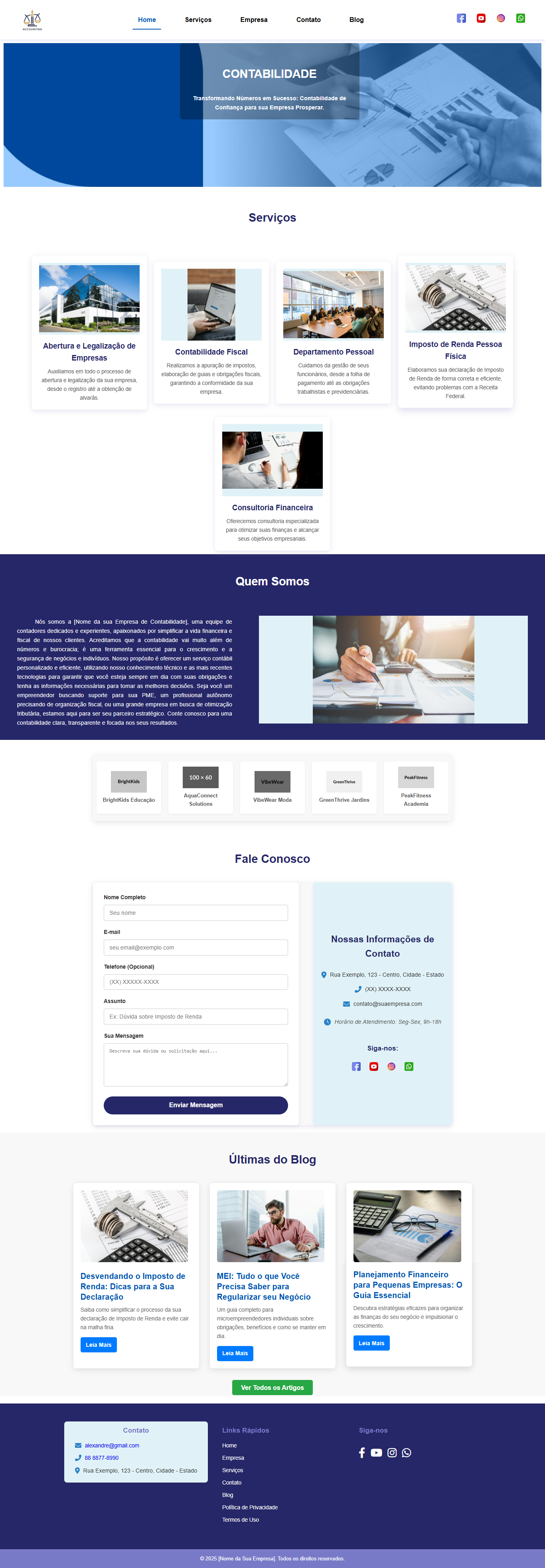 Exemplo de Site Institucional moderno para escritório de Contabilidade